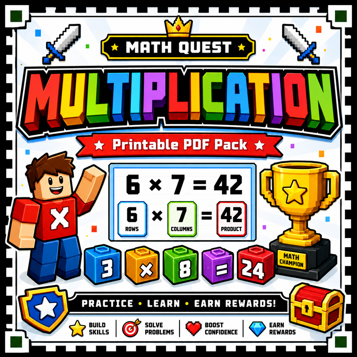 Boss Battle Multiplication Worksheets Pack