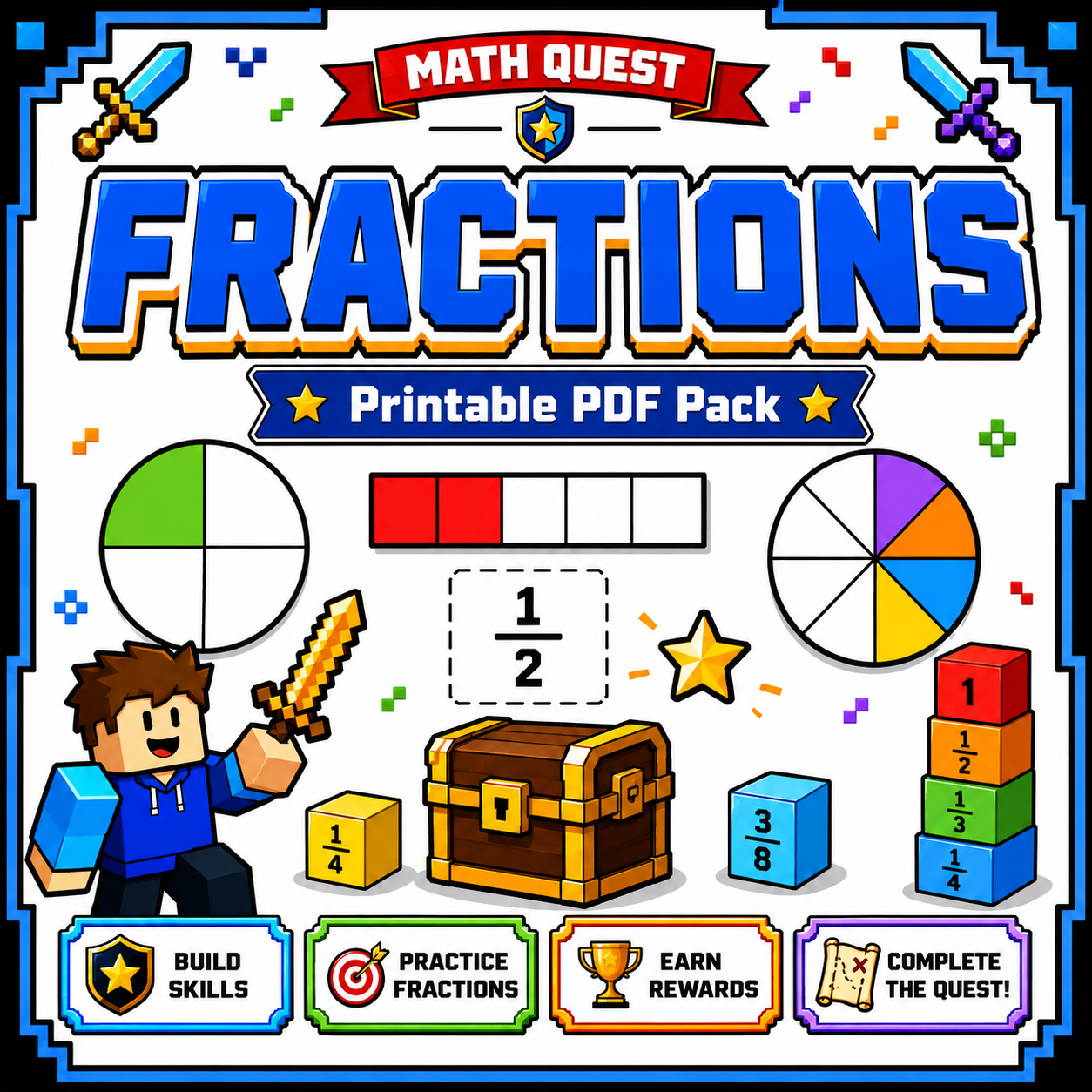 Fraction Health Bars Worksheet Pack