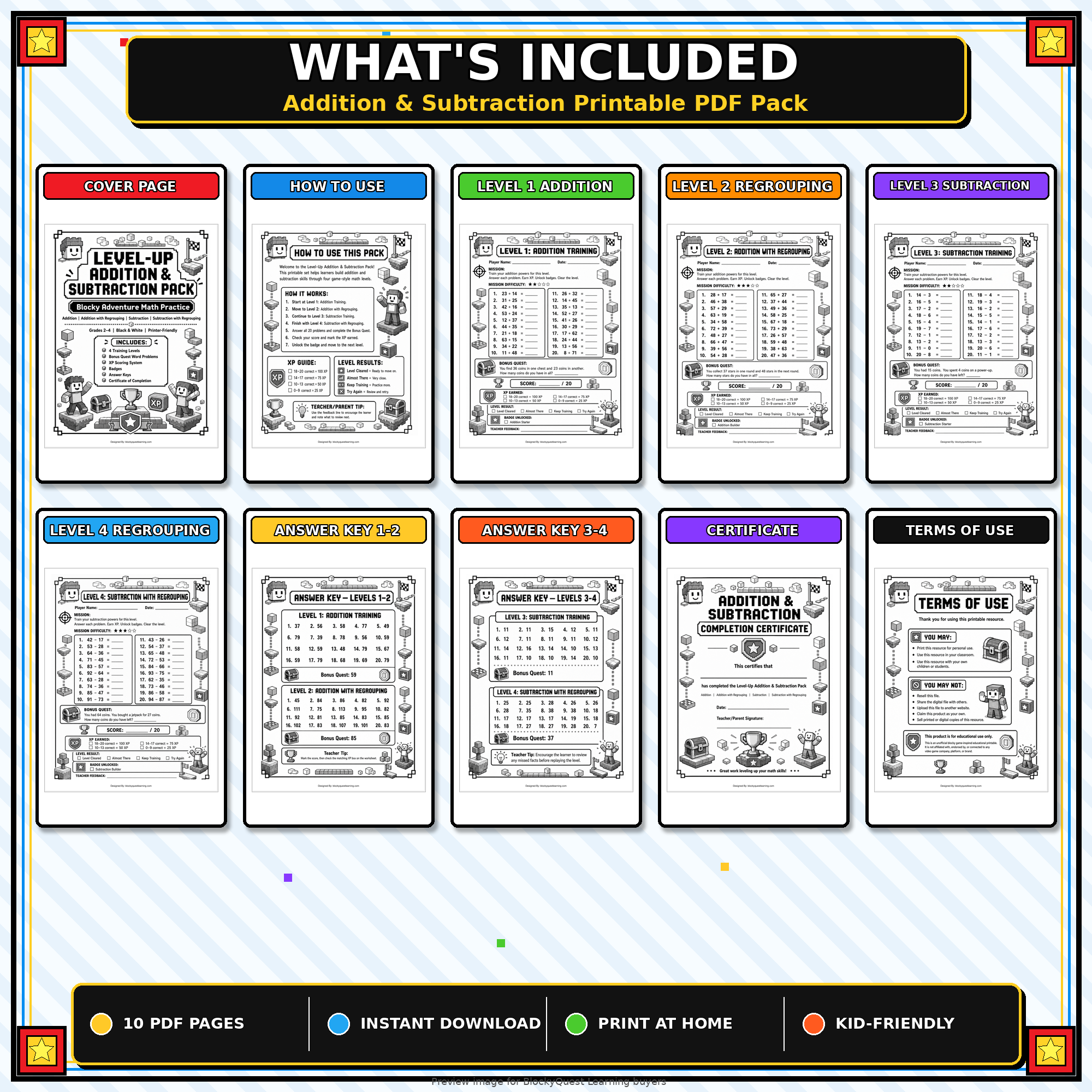 Coin Quest Addition & Subtraction Worksheets Pack