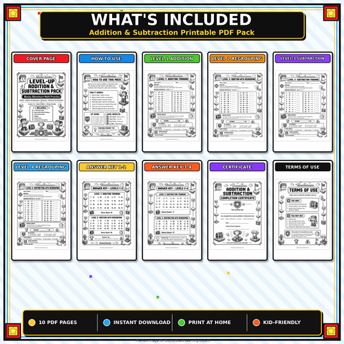 Coin Quest Addition & Subtraction Worksheets Pack